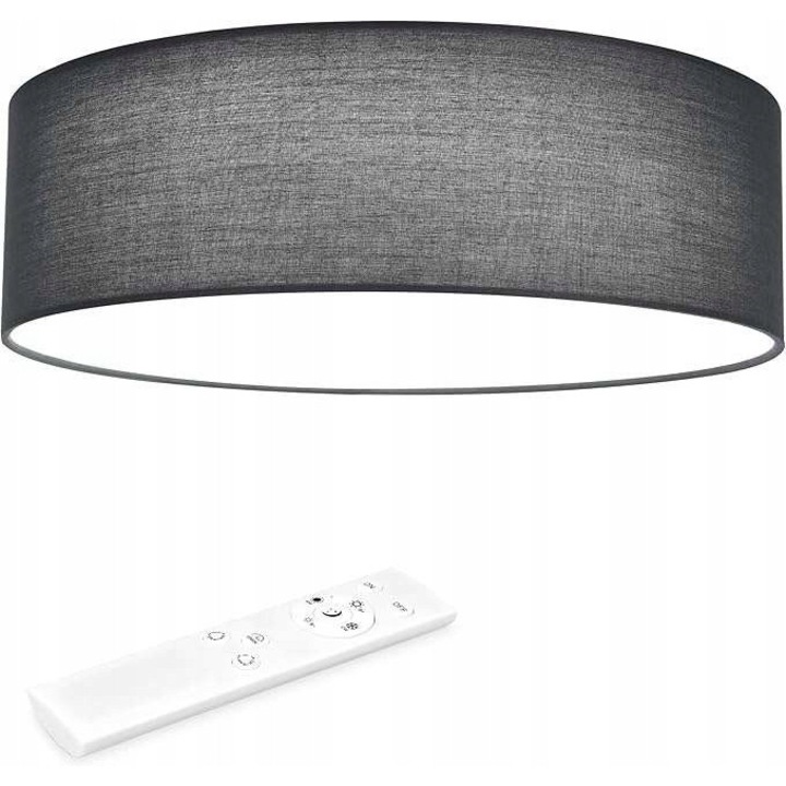 Плафониера LED 32см със сив абажур, управлявана с дистанционно
