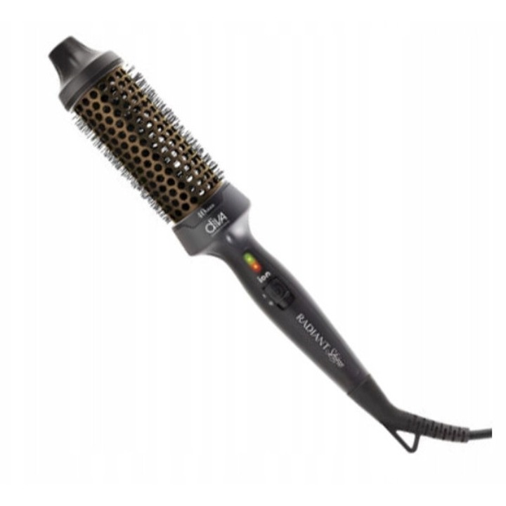 Perie de par Diva Pro Ceramic Heat Brush 40mm, ceramica, neagra, set cu adaptor si mata termooprotectoare