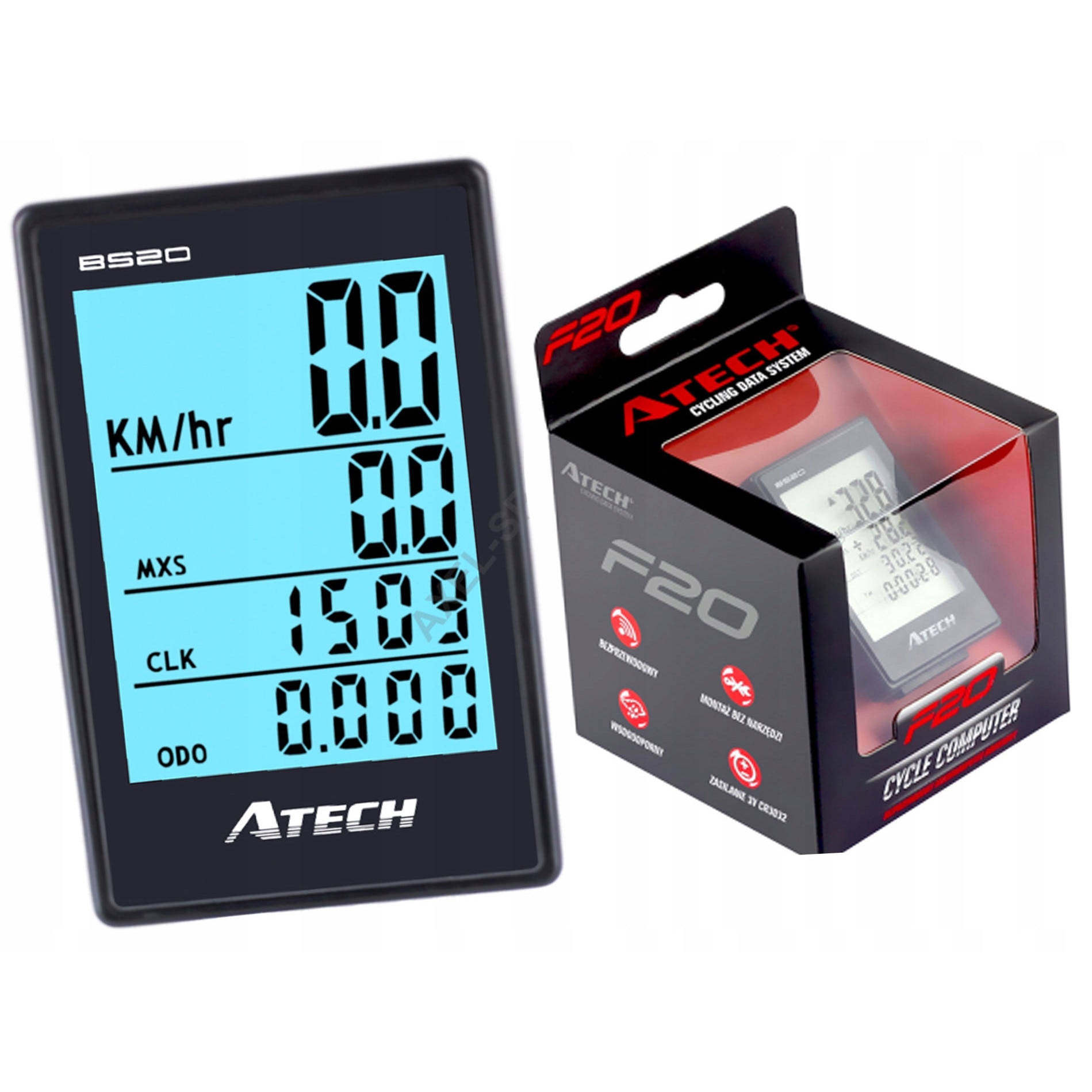 Ciclocomputer bicicleta Atech, model BS20, wireless, cu display patru ...