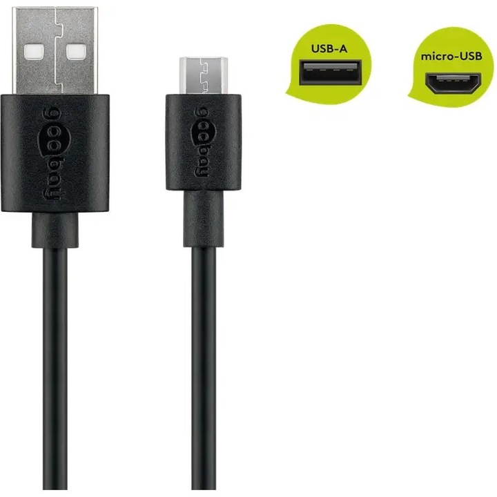 Cablu USB A tata - micro USB B tata 1m Goobay 46800