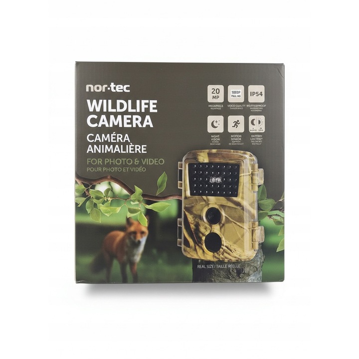 camera de vanatoare Nor-Tec, 20 MP, Full HD, camuflaj, set complet