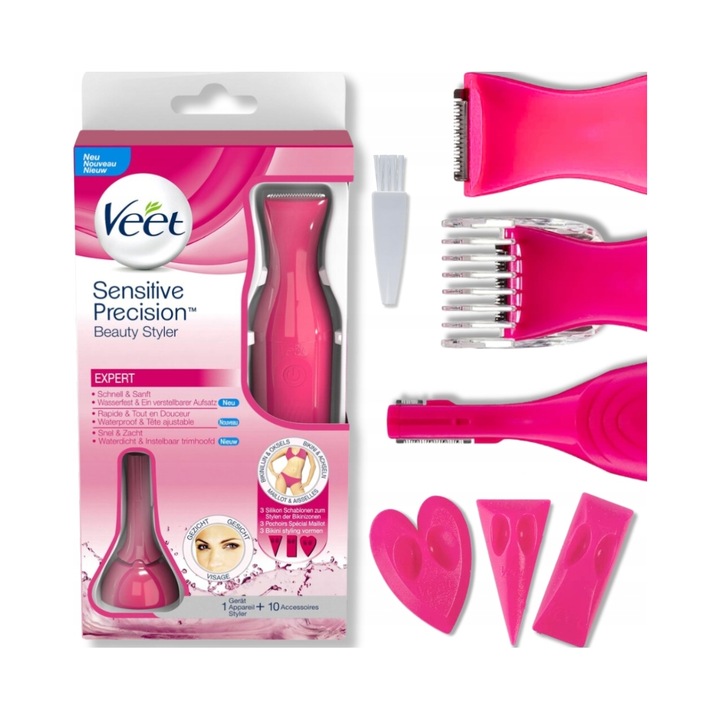 Trymer Veet Beauty Styler, roz, waterproof, pentru corp