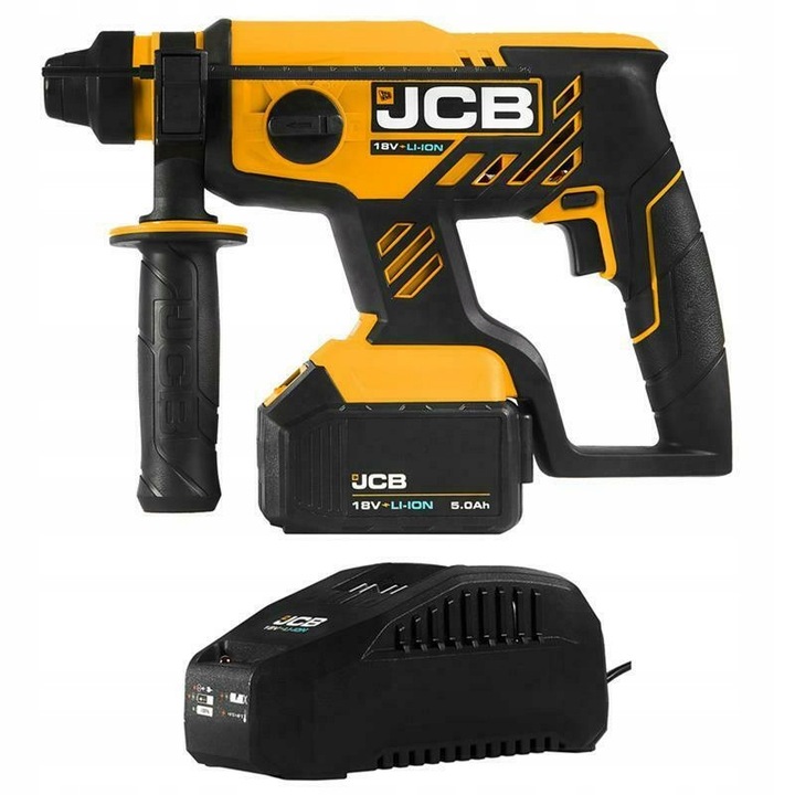 JCB fúrókalapács, 18V, 5.0Ah, 2.0kg, akkumulátorral, komplett készlet, SDS-plus