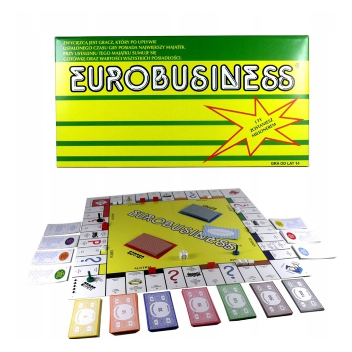 Társasjáték Eurobiznisz, Labo, 2-5 játékos, 60-120 perc, nagy tábla, egyszerű grafika