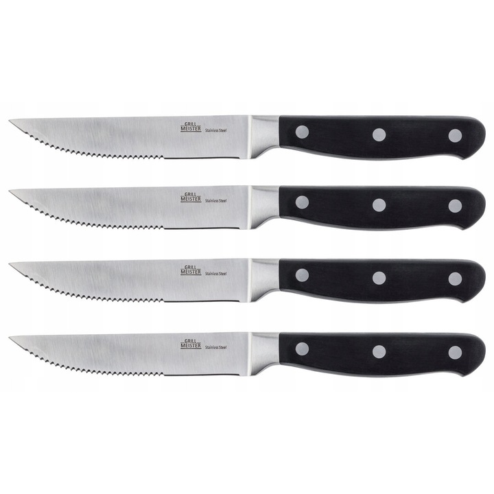 Set 3 cutite pentru fripturi, inox, 11,5cm, maner ergonomic