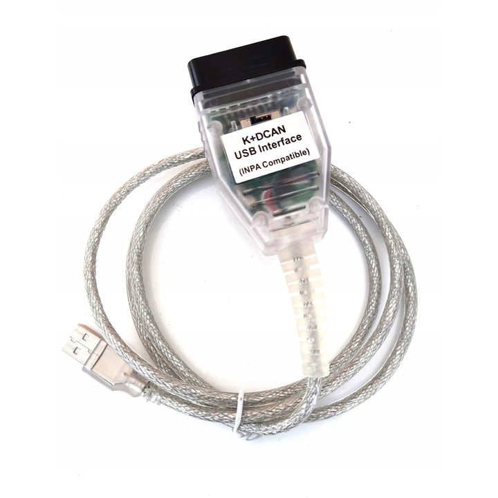Interfata diagnostica USB K+DCAN INPA OBD2 pentru BMW, set cu CD, compatibila cu mai multe serii, 1 unitate