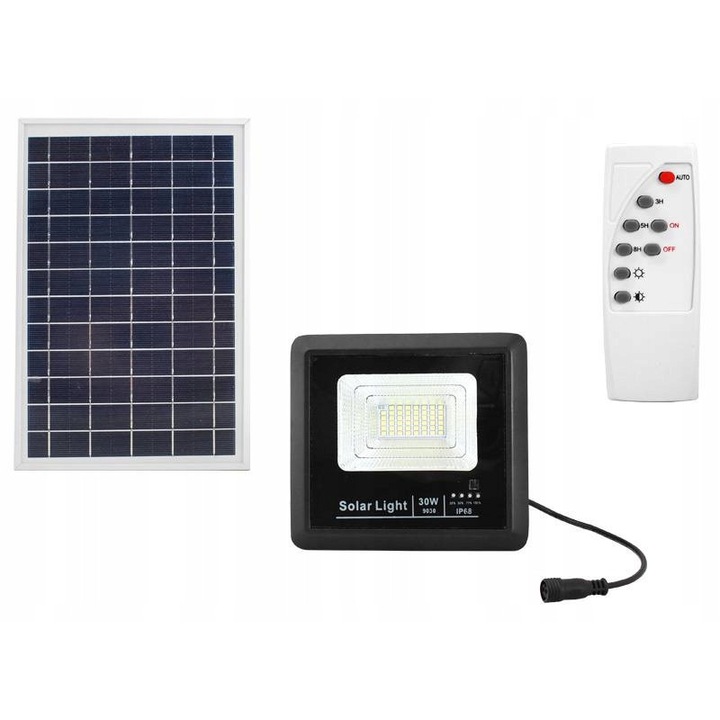 Proiector LED 30W cu panou solar, 47 LED-uri, set