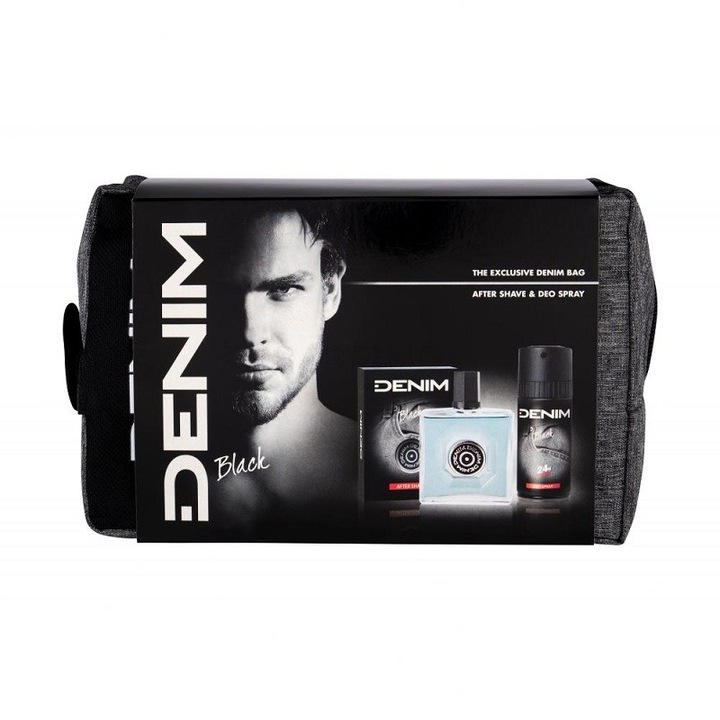 Set 2 x Denim Black After shave 100 ml + Deodorant Spray 150 ml + Borseta