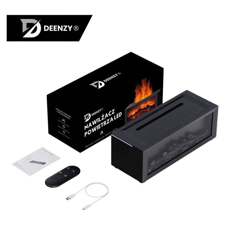 Deenzy ultrahangos párásító, fekete, aromaterápia, időzítő funkció, távirányító