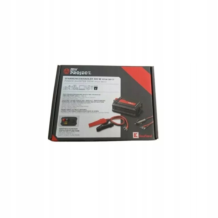 Inverter auto MyProject 300W, 12V, 230V, cu port USB, set complet