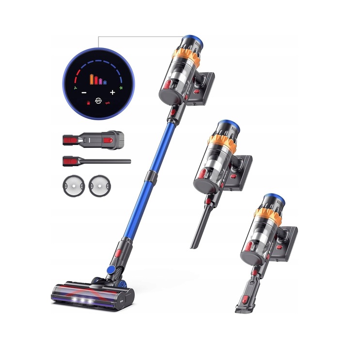 Aspirator vertical MIBODE V28B, 45000 Pa, 65 minute autonomie, 1,5 l, albastru