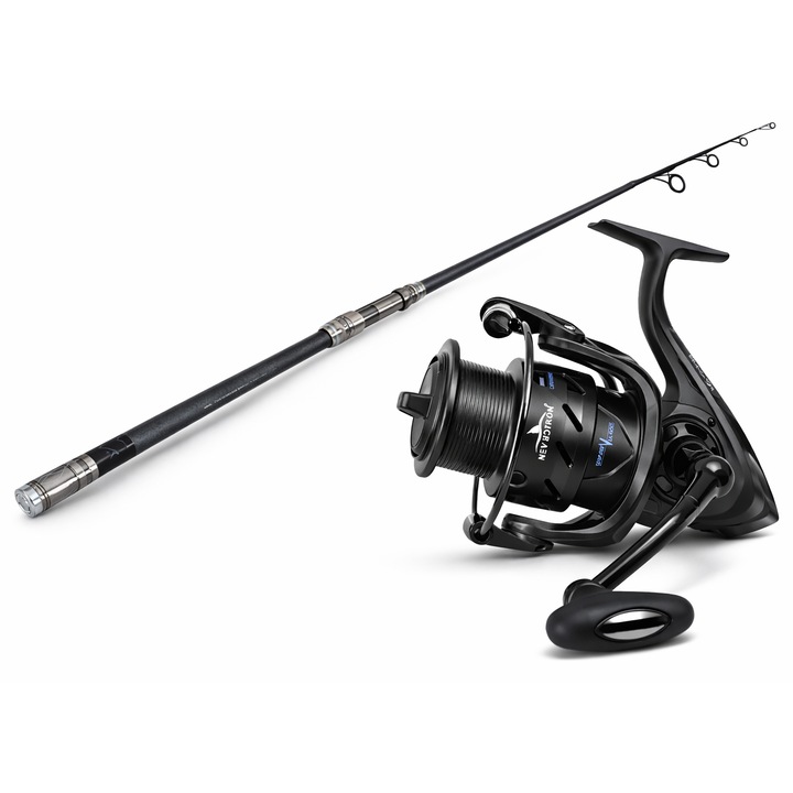 Set Pescuit Crap TELE Carp 3.90 m 160–360 g Carbon 21 mm + Mulineta BLACK EAGLE 6000 Long Cast 10+1 Rulmenti, Tambur Metalic, Antirevers