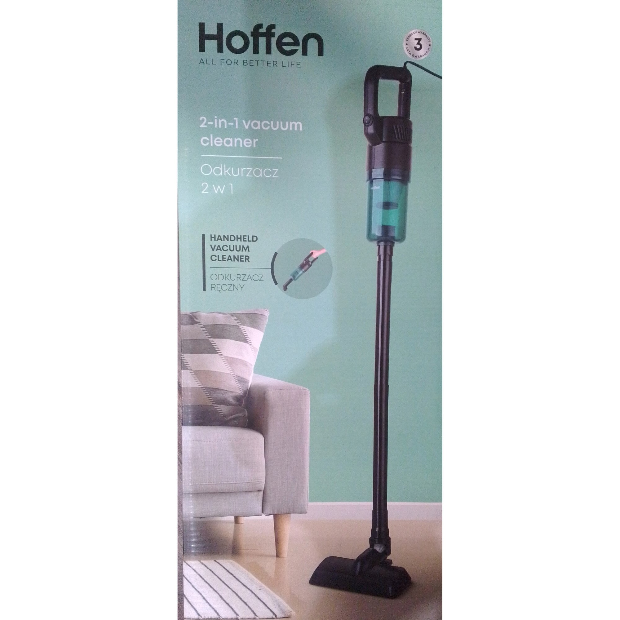 Aspirator vertical Hoffen SVC-5431 2in1, negru, alimentare prin cablu