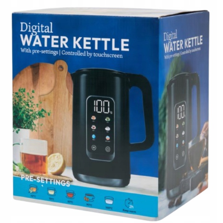 Fierbator electric 1,7L, 5 setari temperatura, functie KEEP WARM, negru