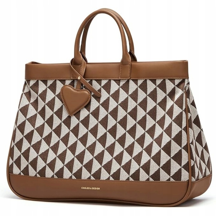 Geanta dama shopper din piele, Cnoles, maro, 42,5x12x29,5cm, cu curea detasabila