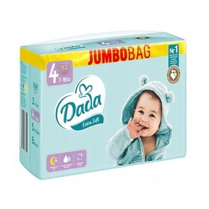 Пелени Dada Extra Soft комплект 82 броя, розови, размер 4, за деца 7-16 кг