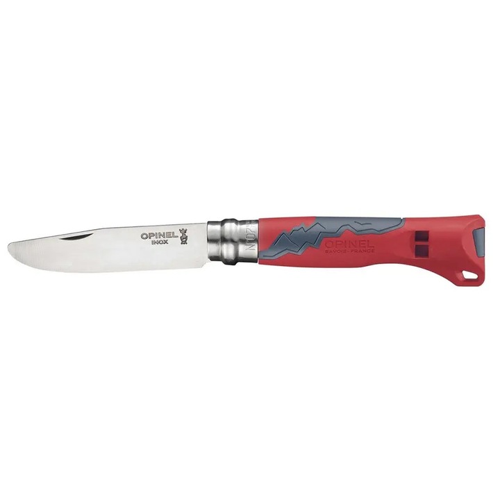Cutit pliabil Opinel Outdoor Junior 7 cm rosu, sistem de blocare Virobloc, greutate 47 g