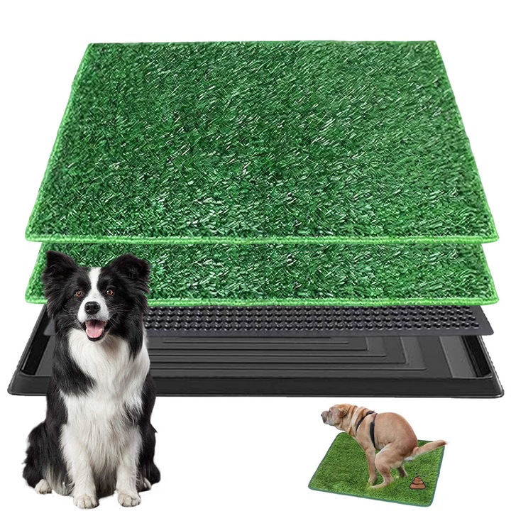 Litiere, toaleta cu iarba artificiala, 76x51cm, set