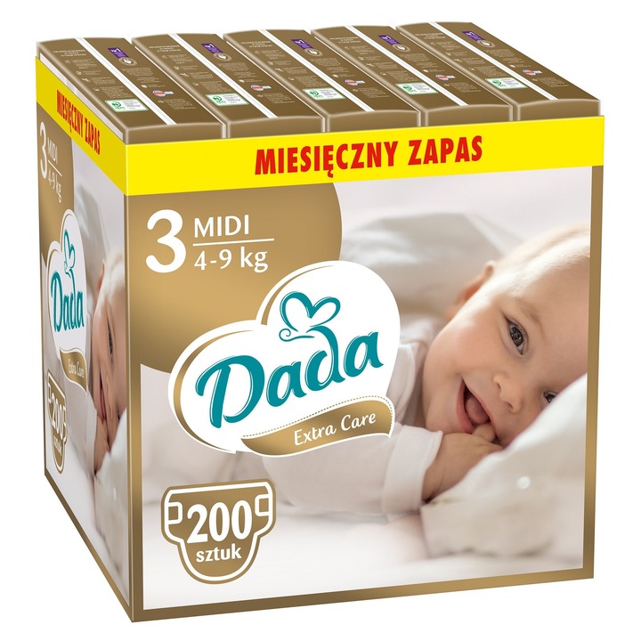 Scutece Dada Extra Care set 200 buc, 4-9 kg, roz