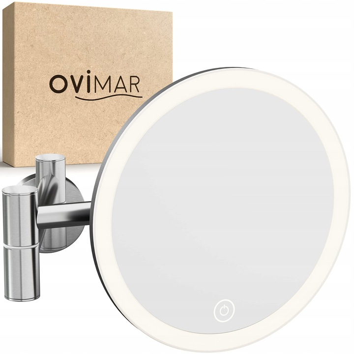 LED козметично огледало 5x, Vorupor, регулируемо осветление, стенен монтаж, 20см