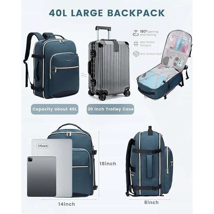 Rucsac waterproof, 40L, compartiment laptop 17,3", 3 buzunare, 46x36x20cm verde