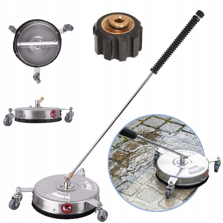 Szczotka T-Racer 12", lanca 60cm, inox 304, pentru aparate de spalat Karcher HD HDS