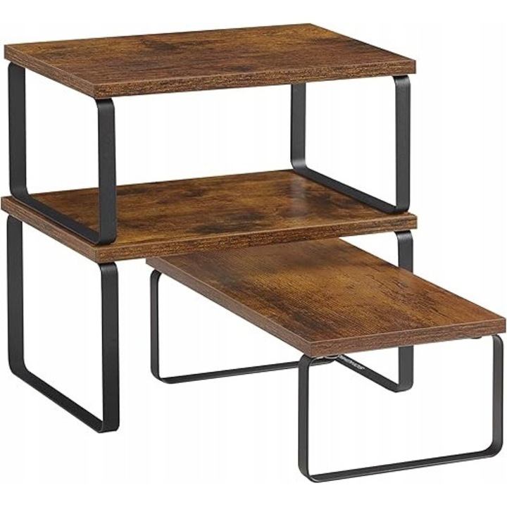 Rafturi organizatoare SONGMICS, set 3 polite pentru blat de bucatarie, multicolor, dimensiuni variate