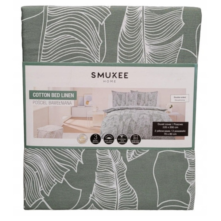 Ágynemű, Smukee, 220x200cm, 100% pamut, 2 oldalas, cipzárral, 3 részes szett