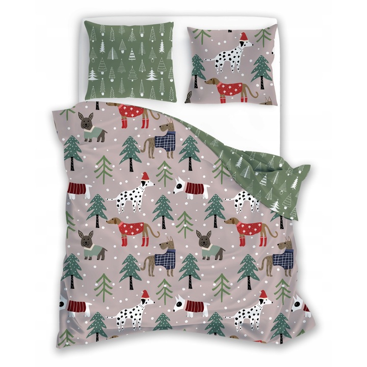 Ágynemű, Kutyusok pulóverben, 220x200cm, többszínű