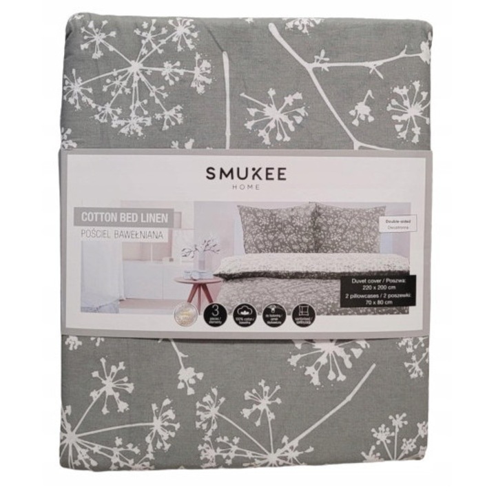 100% pamut ágynemű, 220x200cm + 2 párnahuzat 70x80cm, elegáns modell, cipzárral