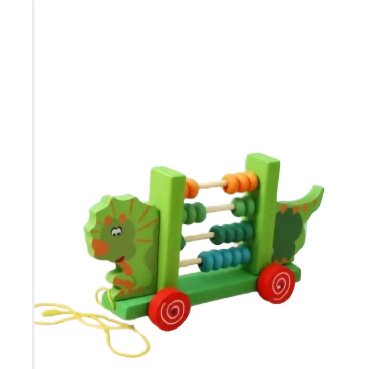 Numaratoare Dragon pe roti, jucarie educativa, lemn, 22x6x12cm