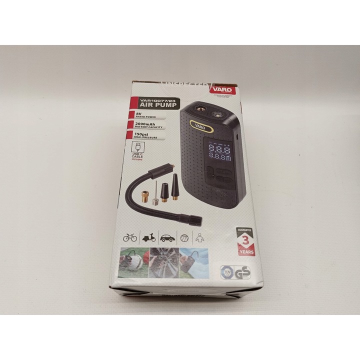 Pompa de umflat electrica 8V, 2000 mAh, maxim 150 psi, compacta, usor de transportat