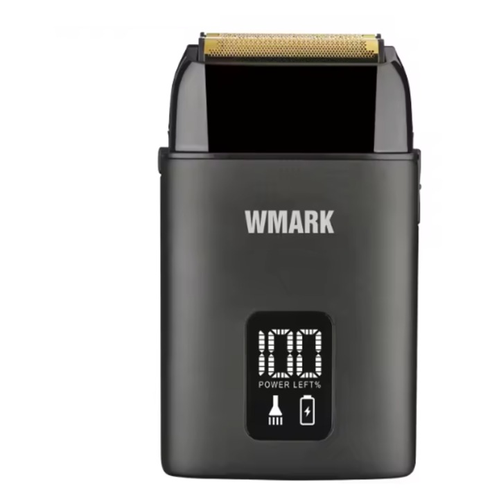Aparat de Ras Electric Profesional WMARK NG-983, Shaver 8100 RPM, Fara Fir, Lame Duble cu Invelis Titan, Barbierit Umed si Uscat, Display LED, Acumulator Li-Ion 1200 mAh, Negru