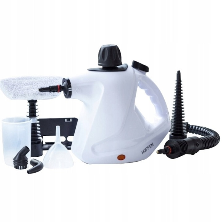 Aparat de curatat cu aburi, Hoffen EM-303, 400ml, 900-1050W, 280cm cablu, alb