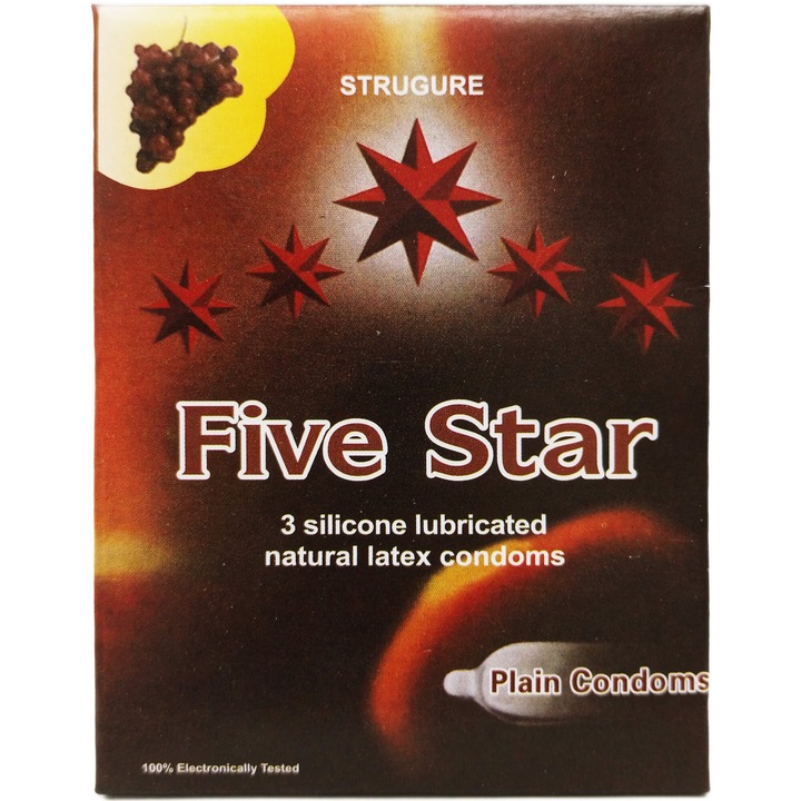 Prezervative din latex premium cu aroma de struguri, 3 bucati, Five Star