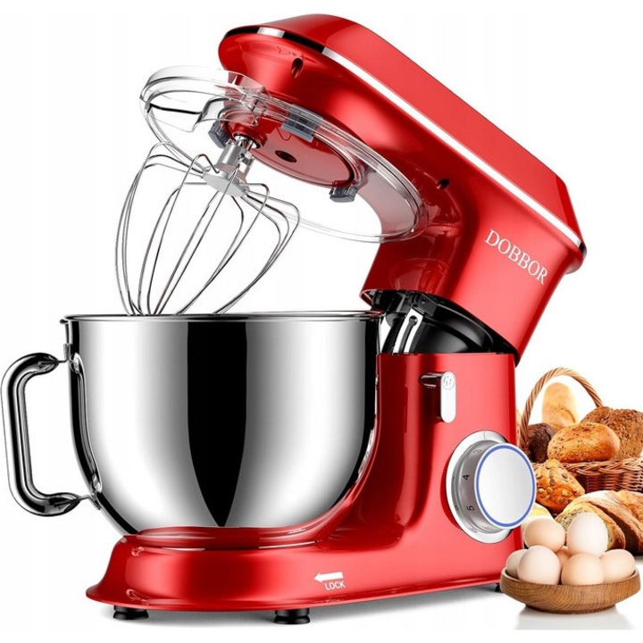 Robot Planetar 1500W DOBBOR, Misa 9.5L, Culoare Rosie, 3 in 1