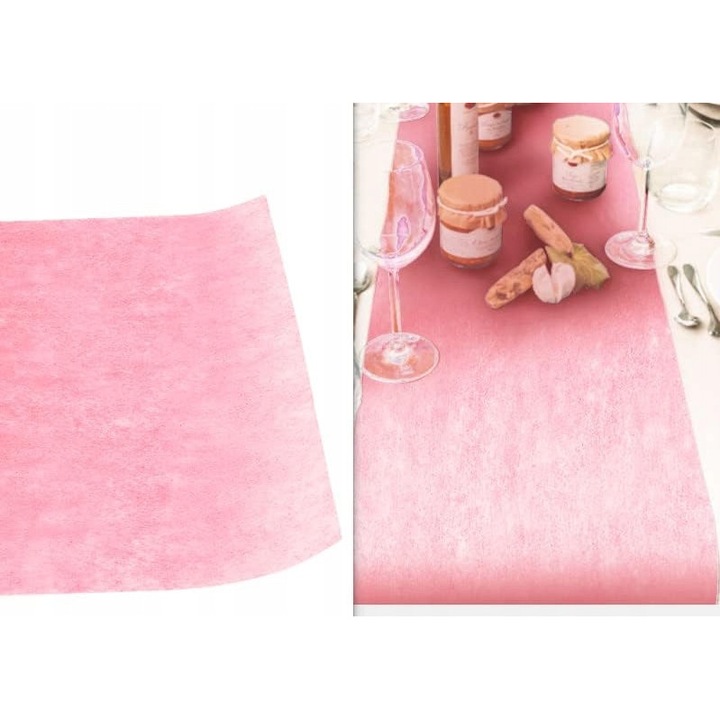 Traversa de masa roz, 25 m, decorativ, pentru comunie si nunta