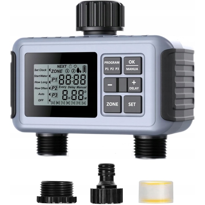 Timer de Irigare Shrivee SGW07, 2 Zone, LCD, Waterproof IP55, 6,5x12,7x14,4cm