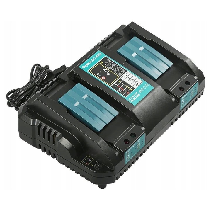 Incarcator + 2x Baterie 18V 5000mAh pentru Makita, set, negru, 25x18x9cm