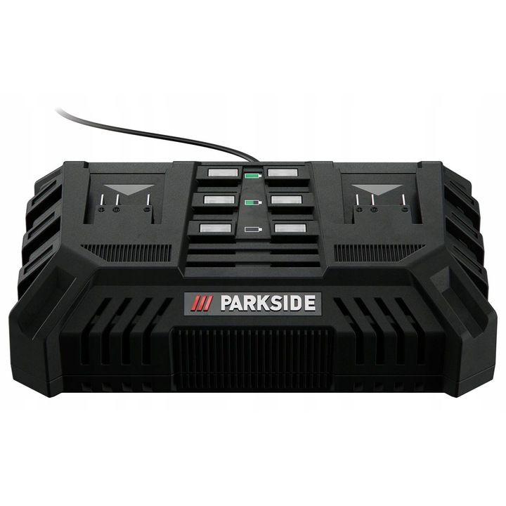 Incarcator dublu Parkside PDSLG 20 B1 20V 2 x 4,5 A, montaj pe perete, compatibil cu acumulatori PARKSIDE X 20 V Team