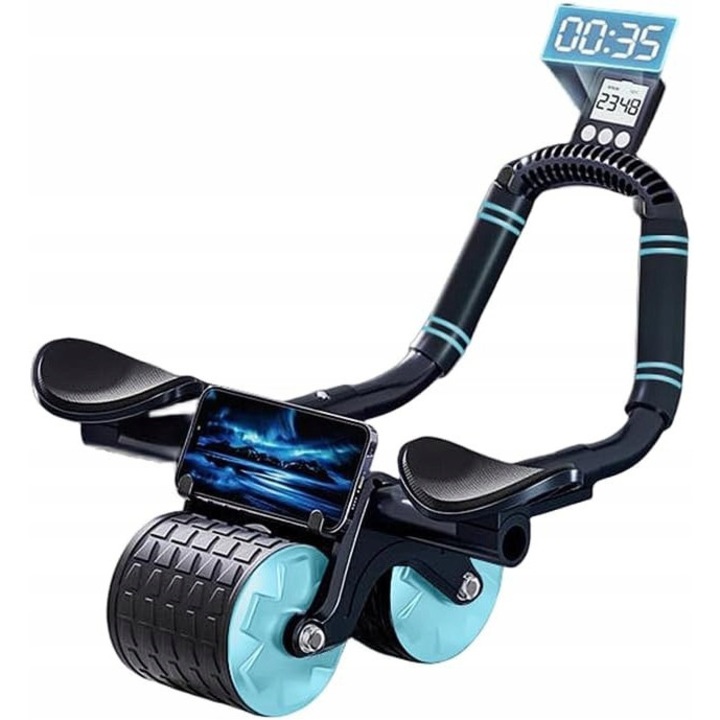 Rola automata pentru exercitii abdominale cu suport pentru brate, neagra, 1,53 kg