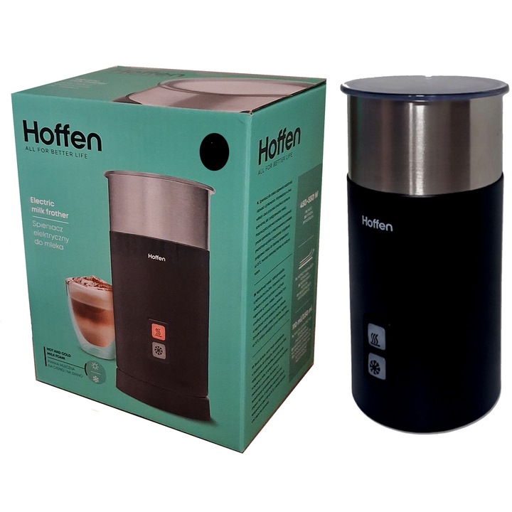 Spumator de lapte, HOFFEN, negru, 450-550W, capacitate 110ml/230ml