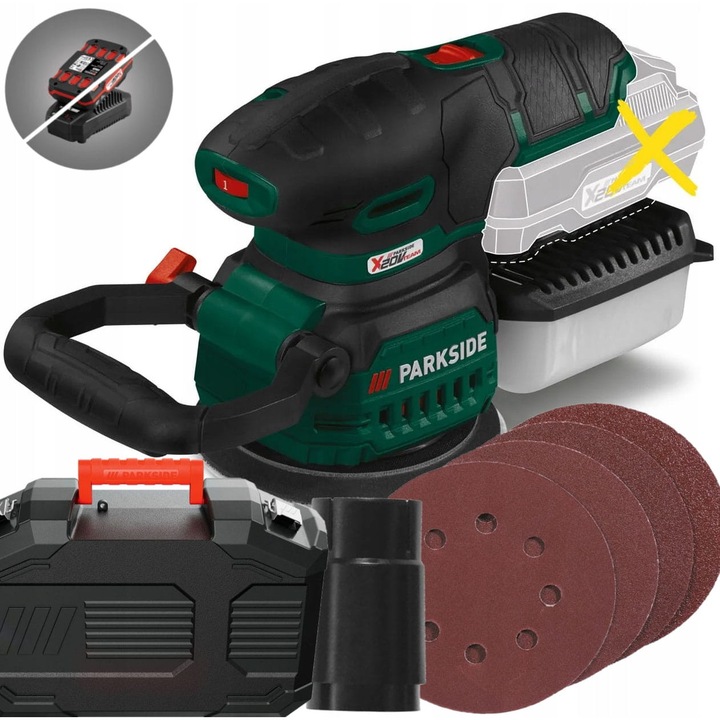 Slefuitor mimosrod, 20 V, cu 4 discuri abrazive, 125 mm, set, 23,7x12,3x15 cm