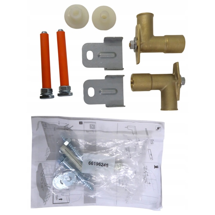 Комплект компоненти за инсталация Grohe Solido, 2 бронзови скоби, 2 бели дистанционера, 2 оранжеви монтажни помощника, 2 сиви метални опори, 1 монтажен комплект, 66196245