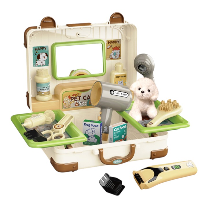 Set joacă Malvys Pet Shop, magazin de animale cu accesorii, multicolor, 23.5x22.5x10cm, 3+ ani