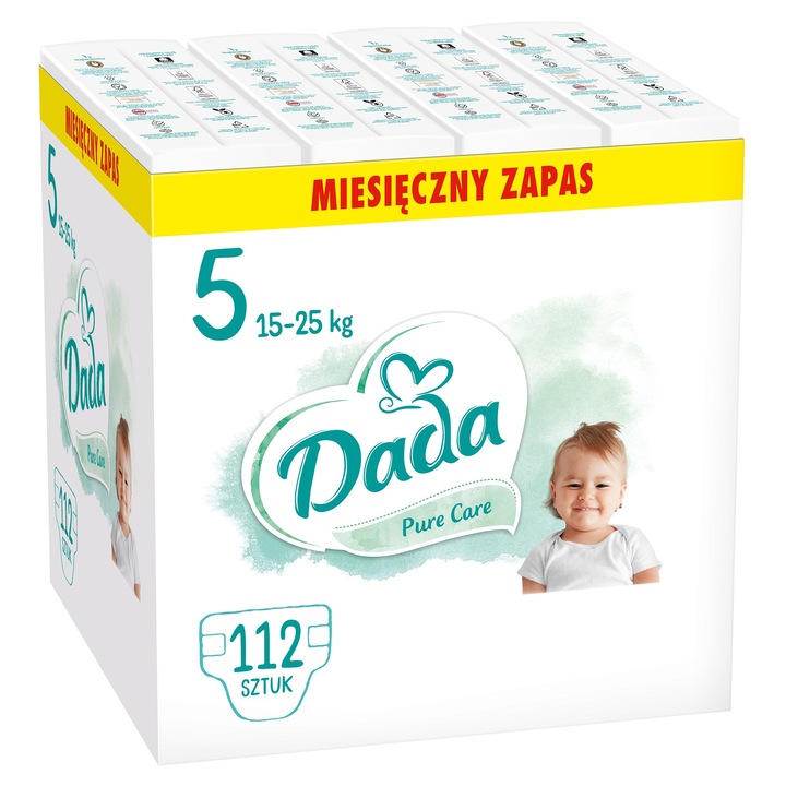 Scutece Dada Pure Care set 112 buc, roz, 15-25 kg, rozmiar 5
