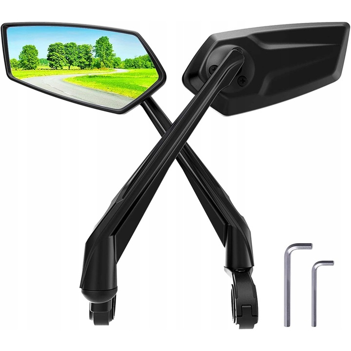 Огледала за велосипед EasyDo RM12E комплект (дясно + ляво) 65x150мм, въртене на 360°, за кормило 15-22мм, материал: стъкло, пластмаса, метал