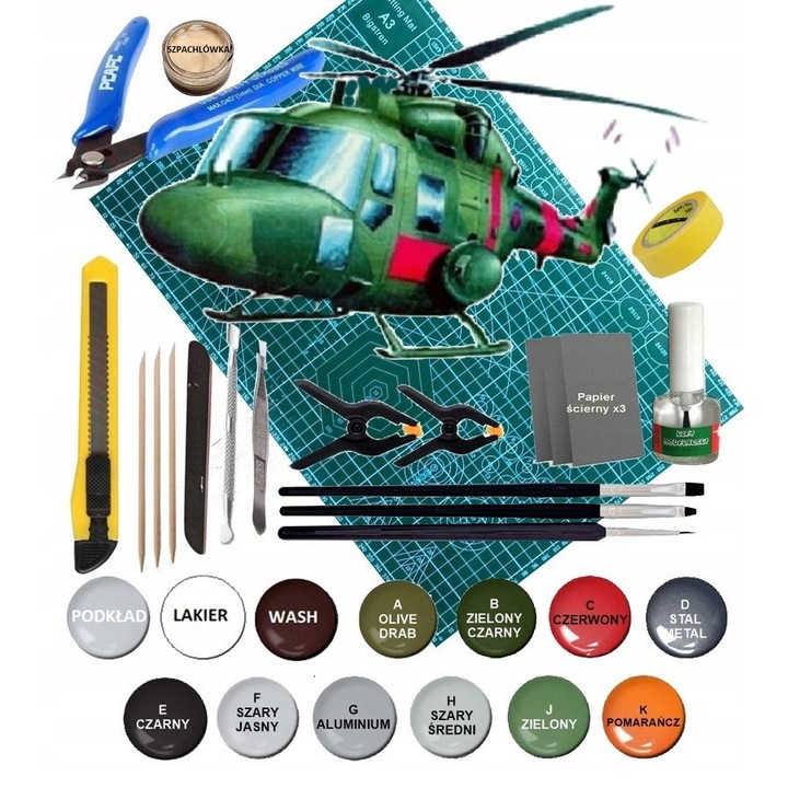 Model plastic LYNX Mk.1 Antiterorist, set complet cu farbe, adeziv, pensule, mata A3