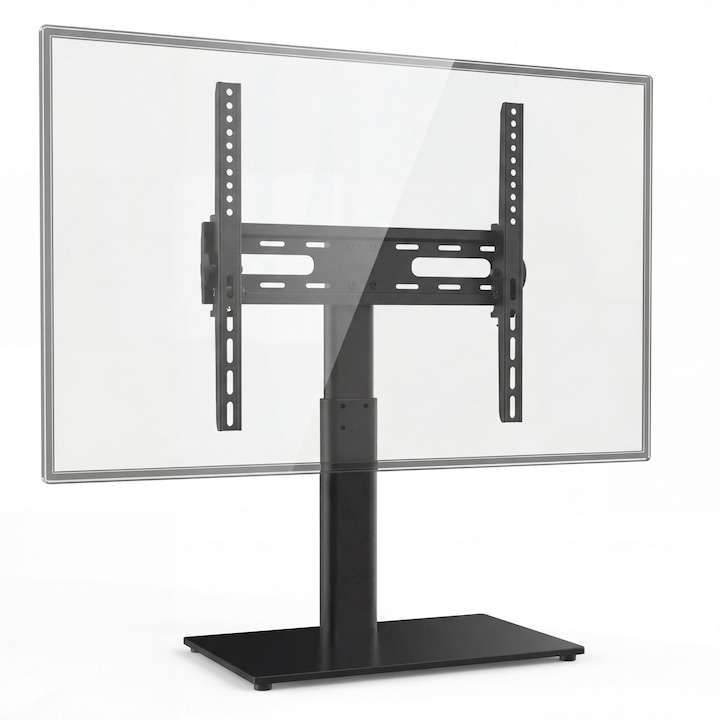 Suport TV de sine statator (Tip Picior cu Talpa), Diagonala 32~55" inch (81~140 cm), Max 35 kg, Inaltime Reglabila (53~61cm), Rotire laterala (stanga–dreapta), Solid din Otel, Prindere VESA 400x400, 400x200, 200x200 - DATMAN® (Kit-ul Montare Inclus)