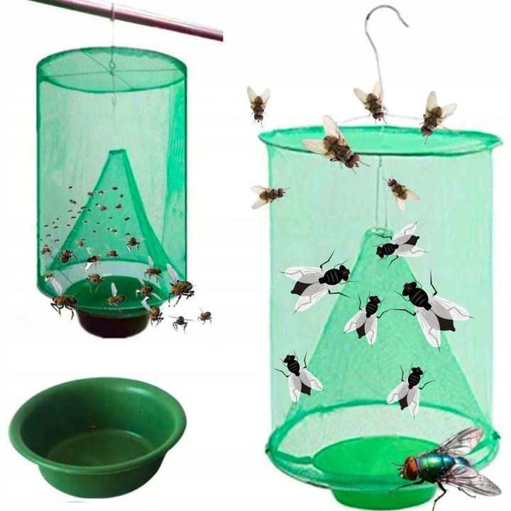 Capcana pentru muște XXL, SHOPII, verde, cu plasă pentru insecte